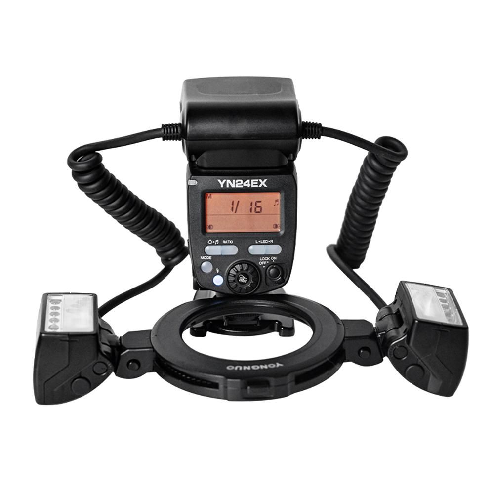 YONGNUO YN24EX Dual Head Macro Flash Camera Speedlite GN18 TTL Auto/ Manual Flash 5600K 3s Recycle Time with 7pcs Adapter Rings Replacement for Sony A7III A7IV A7R III A7S III A7C A9II A6600 A6500 A6300