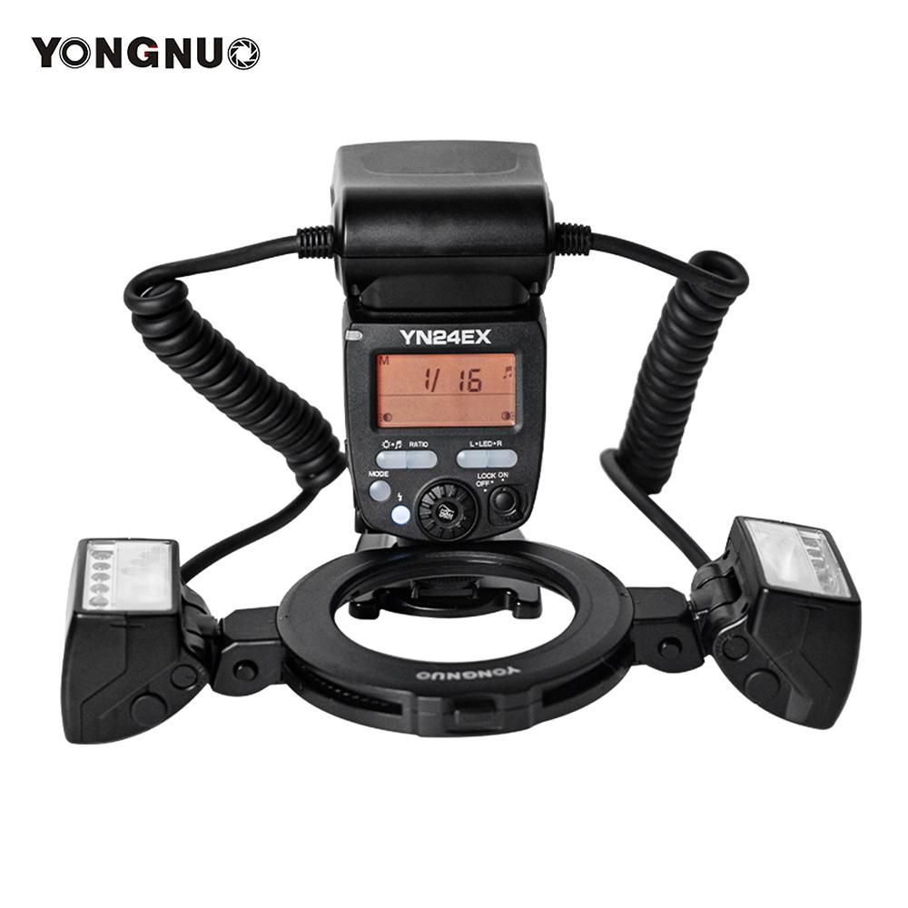 YONGNUO YN24EX Dual Head Macro Flash Camera Speedlite GN18 TTL Auto/ Manual Flash 5600K 3s Recycle Time with 7pcs Adapter Rings Replacement for Sony A7III A7IV A7R III A7S III A7C A9II A6600 A6500 A6300