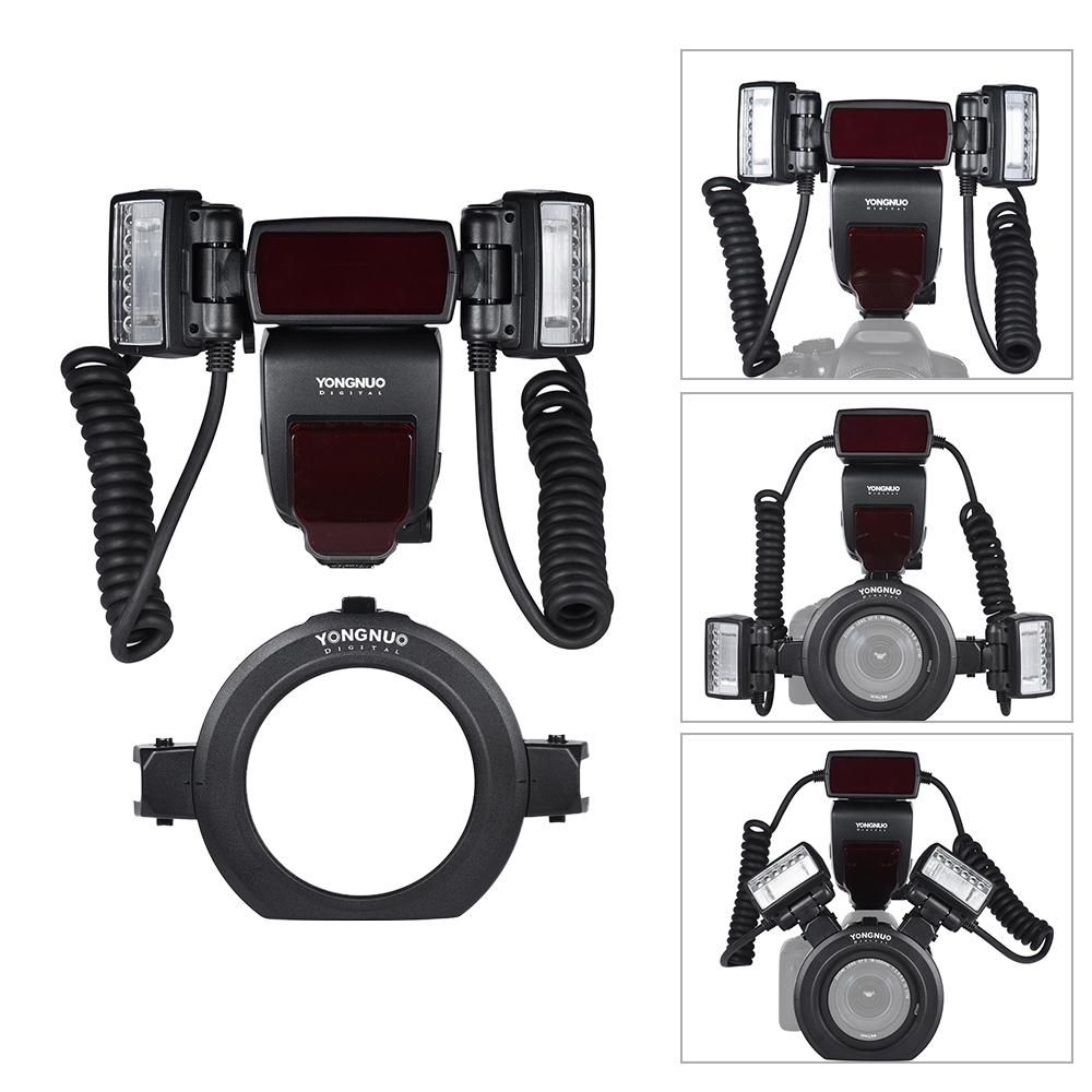 YONGNUO YN24EX Dual Head Macro Flash Camera Speedlite GN18 TTL Auto/ Manual Flash 5600K 3s Recycle Time with 7pcs Adapter Rings Replacement for Sony A7III A7IV A7R III A7S III A7C A9II A6600 A6500 A6300