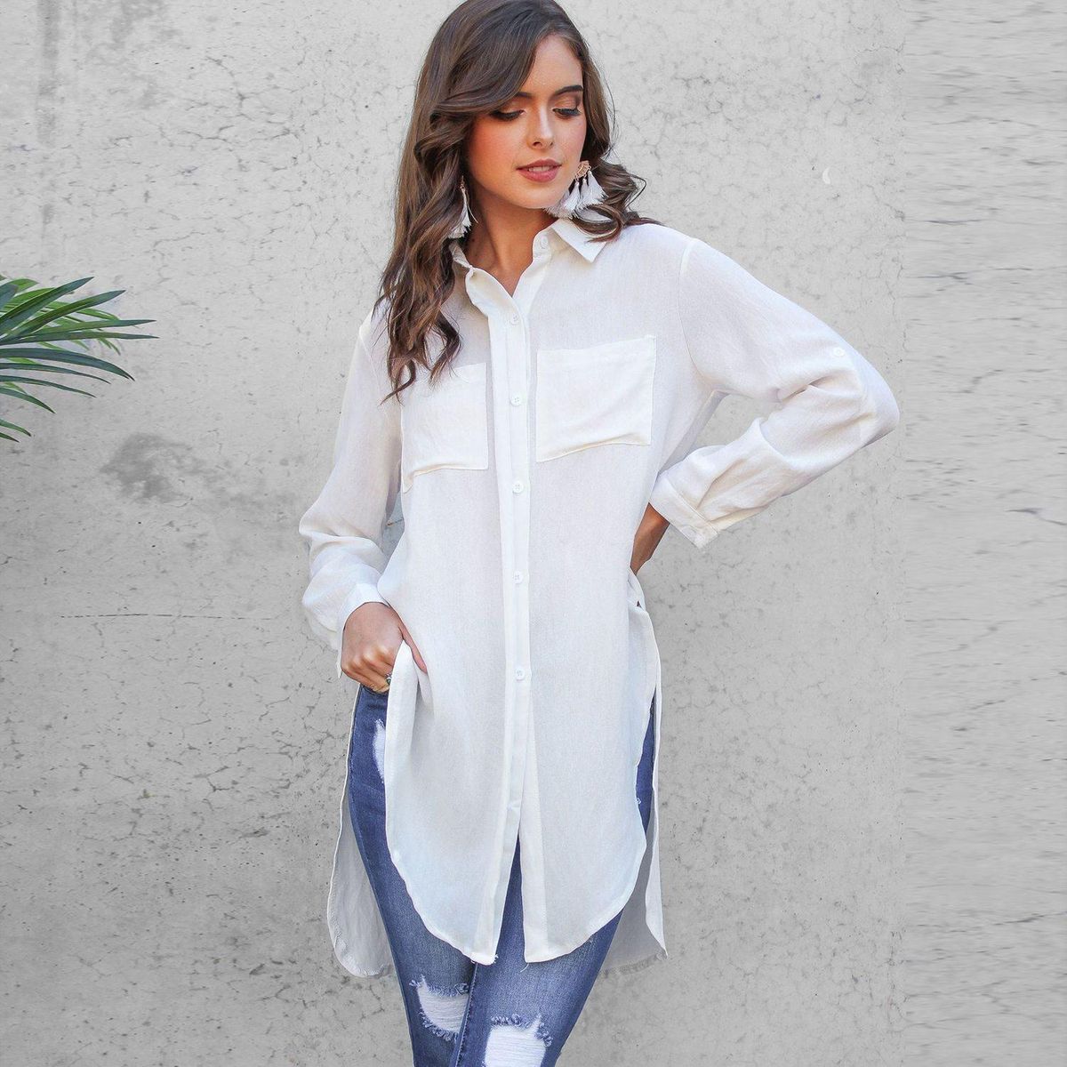 Women Lapel Neck Long Sleeve ons Down Shirt Ladies