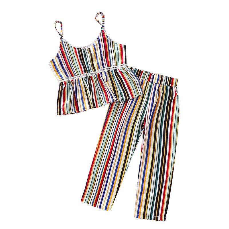 Baby Girl Summer Outfit Set Multicolor Striped Partywear