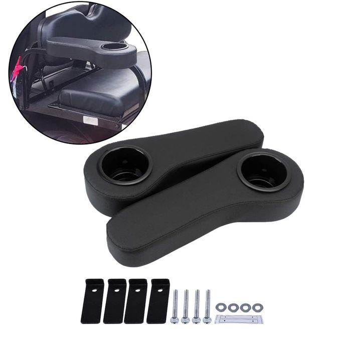 2pcs Golf Cart Arm Cushion W/Cup Holder For EzGo  Car Black