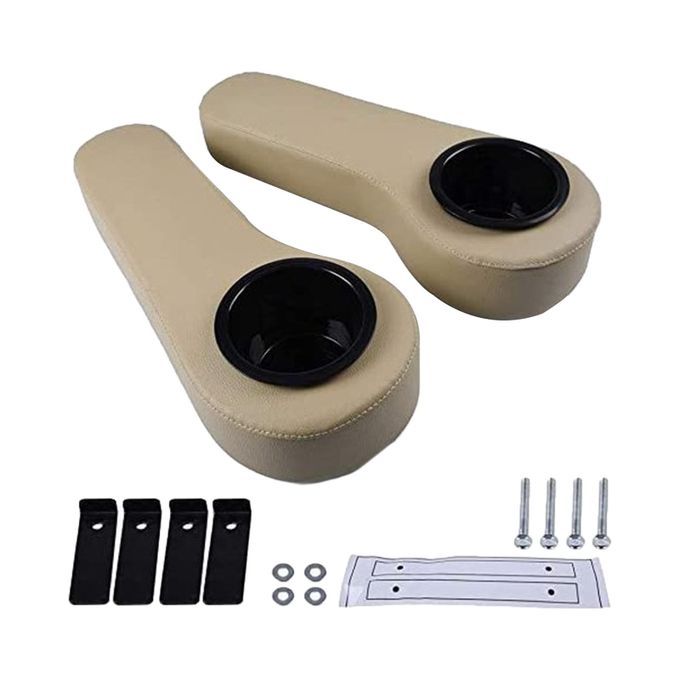 2pcs Golf Cart Arm Cushion W/Cup Holder For EzGo  Car Brown