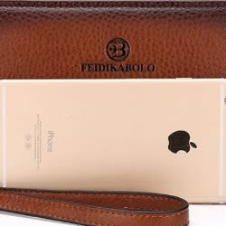 Luxury Leather Purse, Handy Wallet - Brown