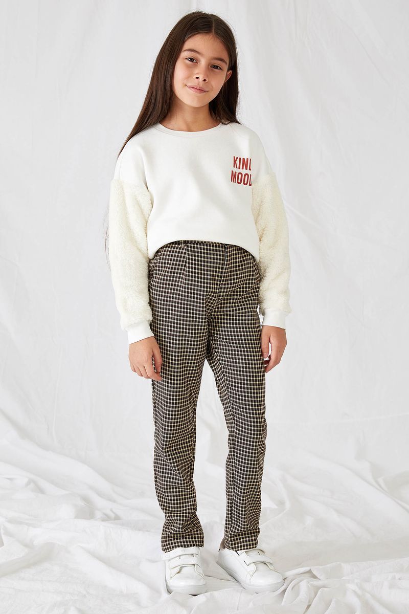 Girl - Regular Fit Crew Neck Knitted Sweat Shirt - White