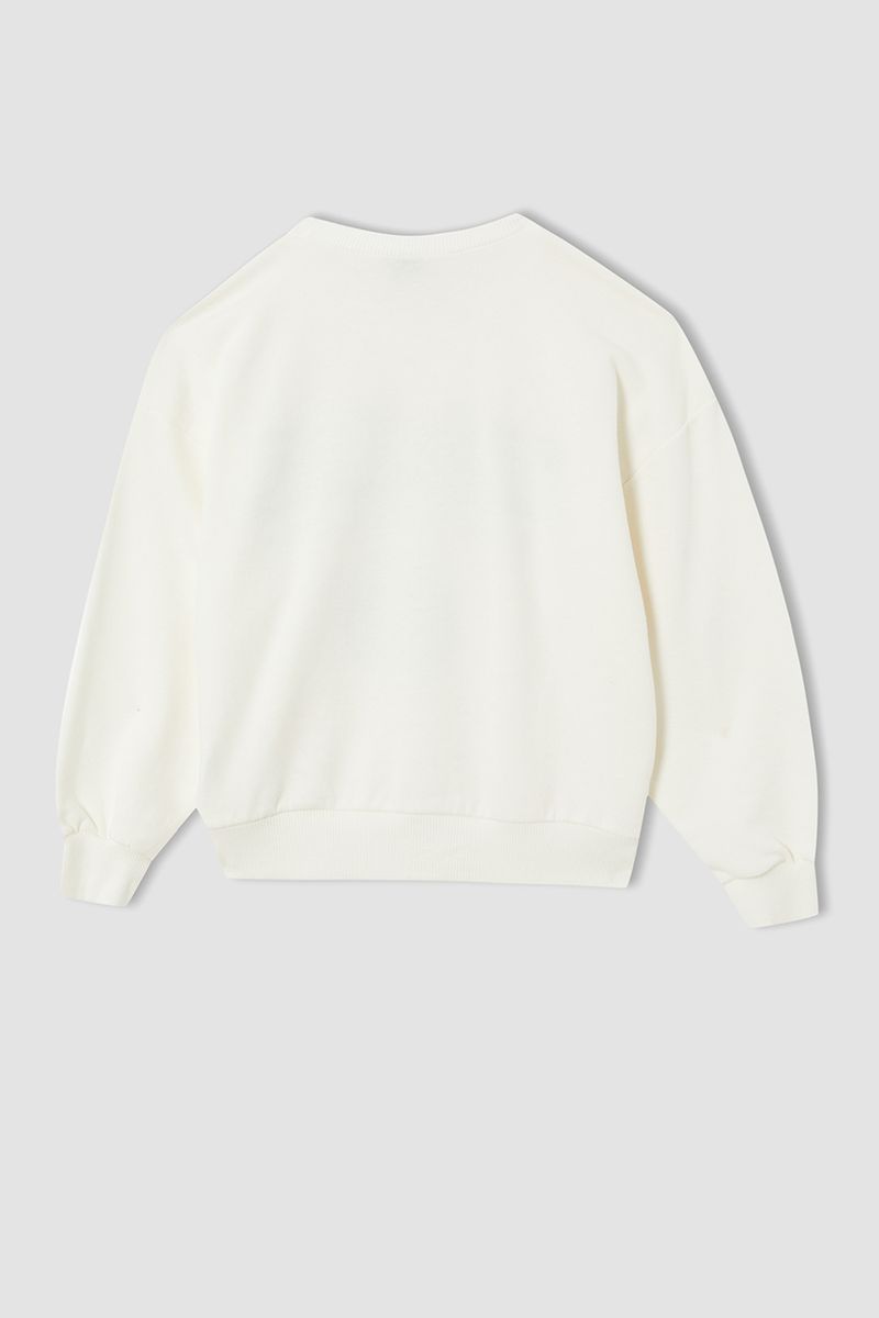 Girl - Relax Fit C Neck Knitted Sweat Shirt - Ecru