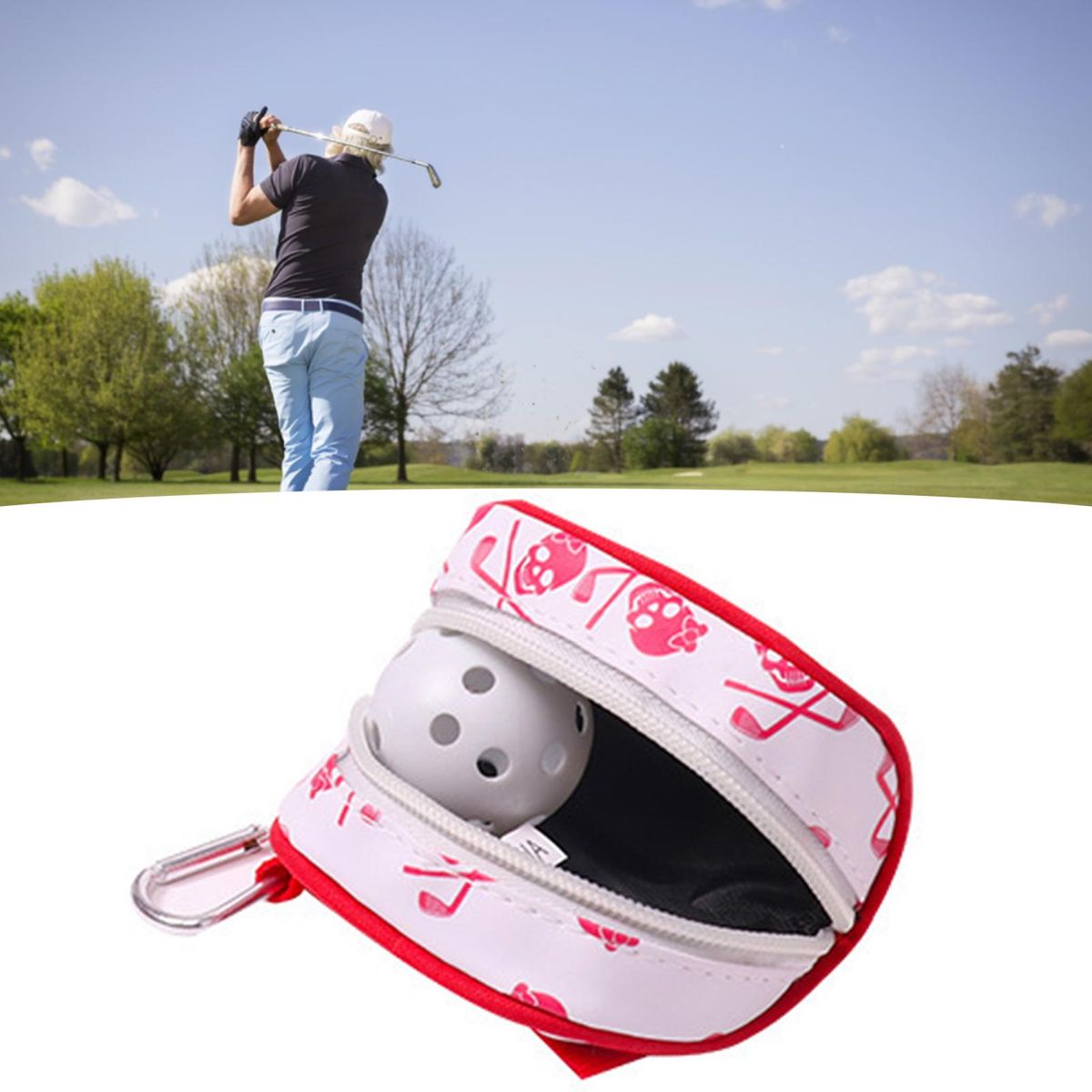 Golf Waist Bag Lightweight Golf Ball Pocket Red