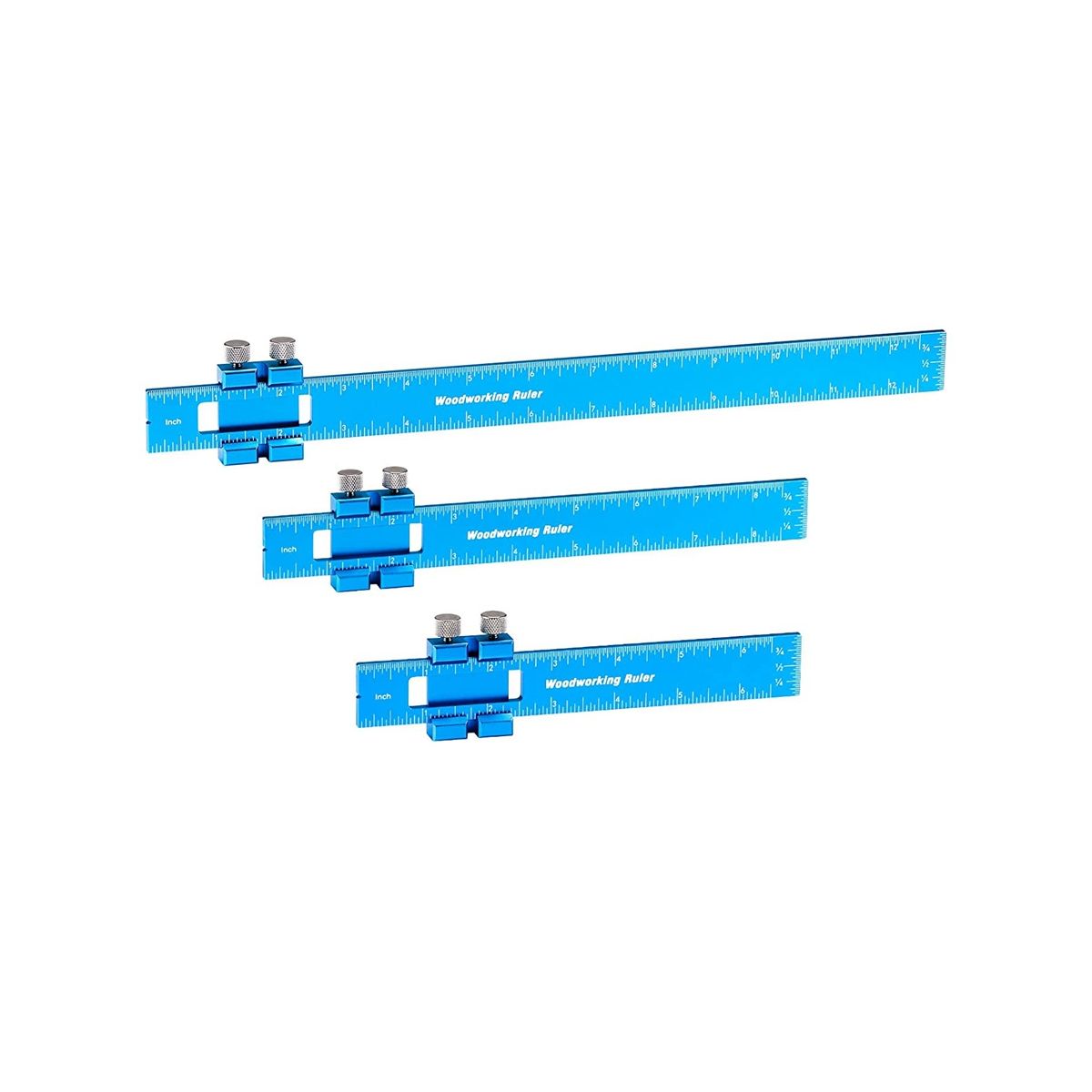 Aluminum Woodworking Rulers with Slide Stop, 3 Pcs Ruler