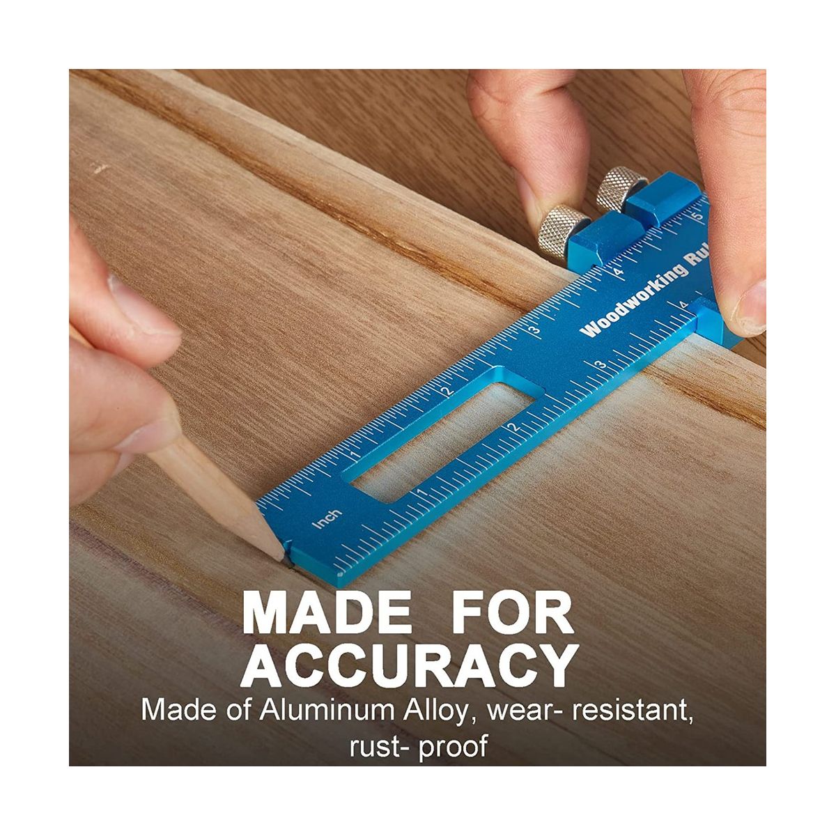 Aluminum Woodworking Rulers with Slide Stop, 3 Pcs Ruler