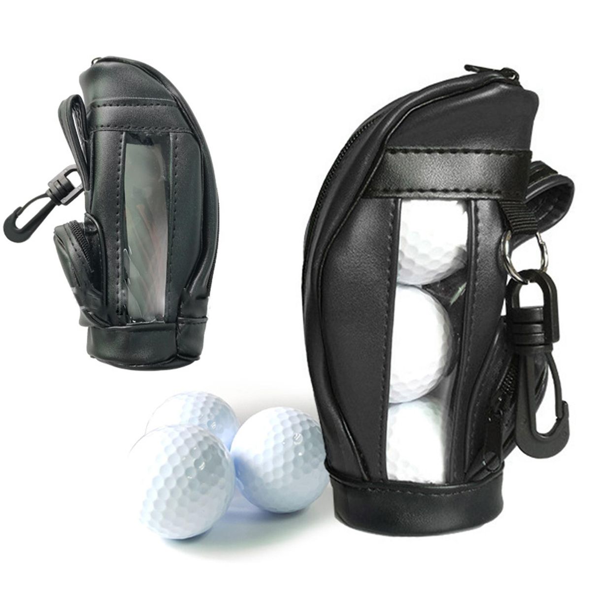 1 Set Golf Ball Carry Bag Golf Ball Waist Bag Holder Storage Pouch Black
