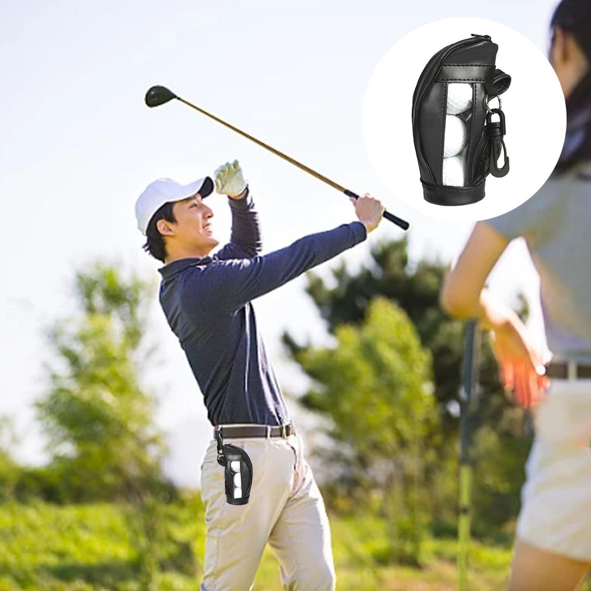 1 Set Golf Ball Carry Bag Golf Ball Waist Bag Holder Storage Pouch Black