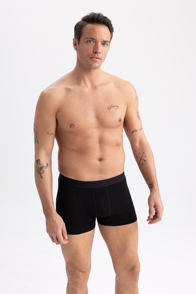 3 Piece Man Casual Regular Fit Knitted Boxer - Black