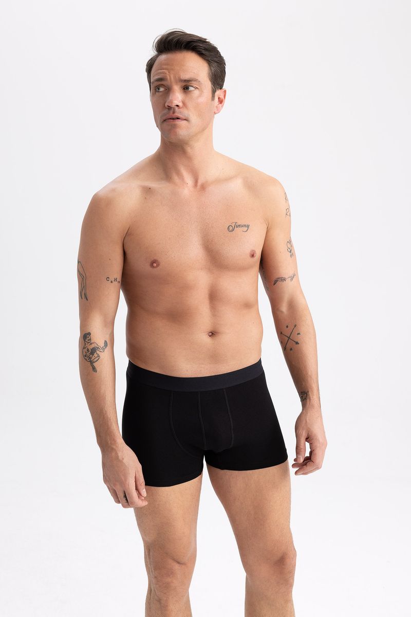 3 Piece Man Casual Regular Fit Knitted Boxer - Black