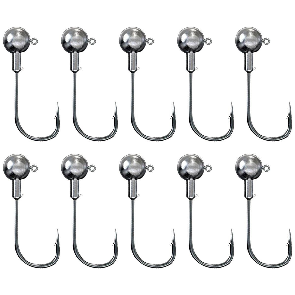 10PcsSet Barb Fishhook Soft Worm Jig Head Hook Kit Silver
