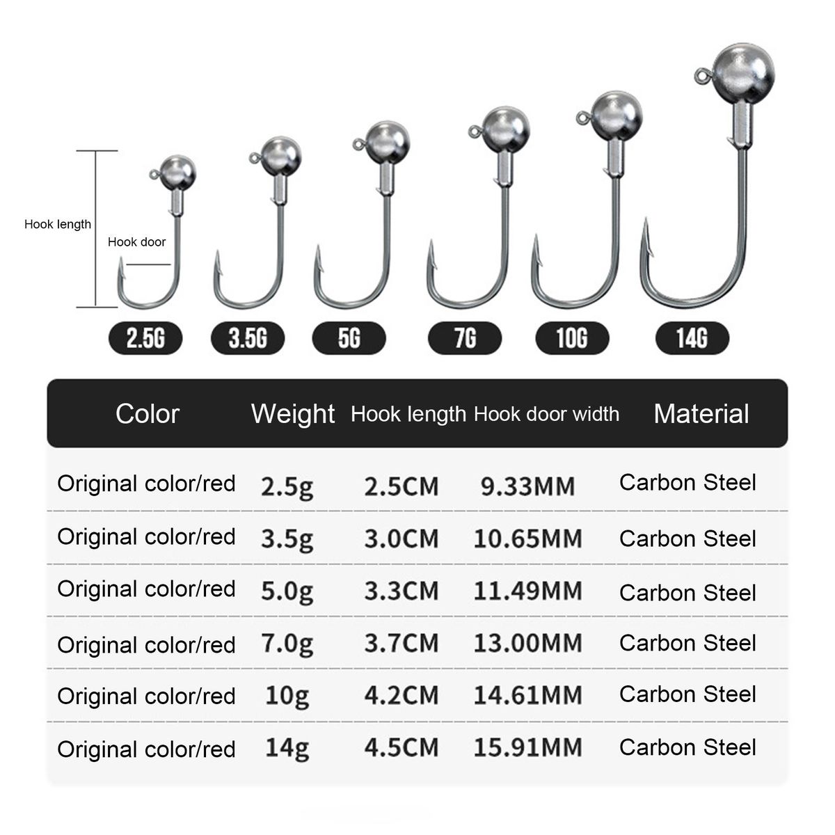 10PcsSet Barb Fishhook Soft Worm Jig Head Hook Kit Silver