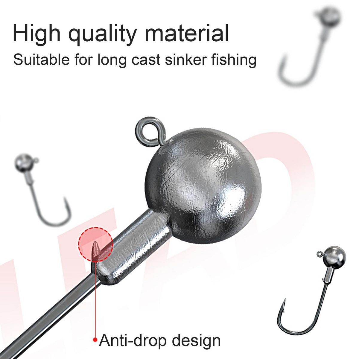 10PcsSet Barb Fishhook Soft Worm Jig Head Hook Kit Silver
