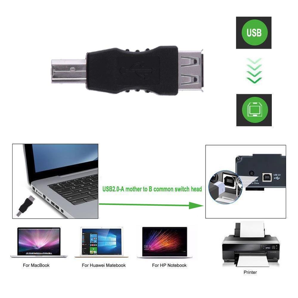 USB 2.0 A Female To B Male Adapter Connector AF To BM Converter For Printer(Black)