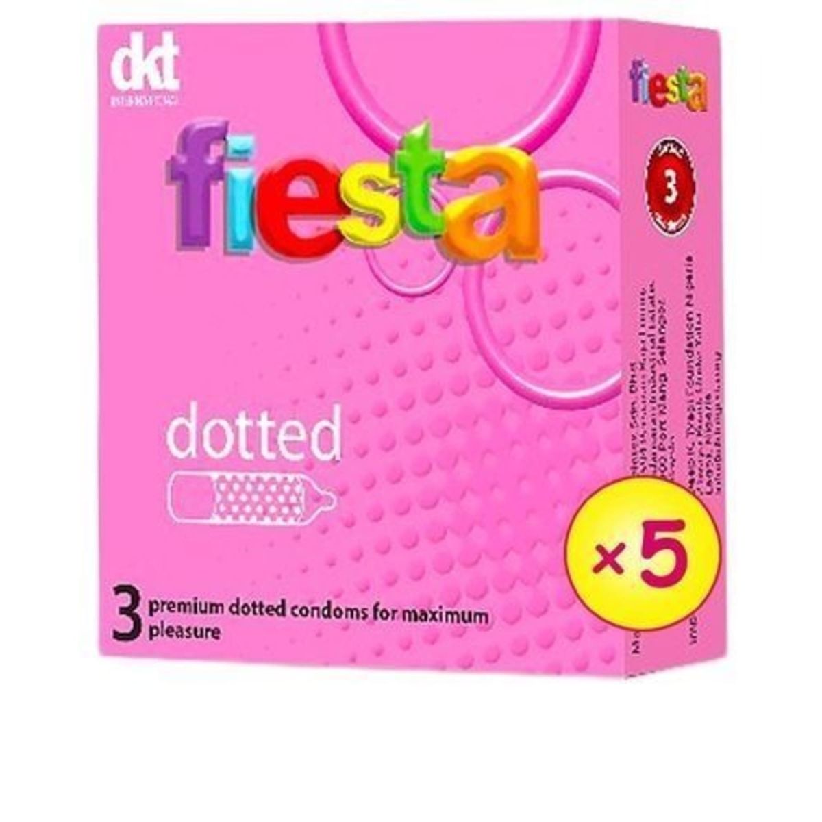 Fiesta Dotted Condom For Max. Pleasure - 5 Packs (15 Counts)