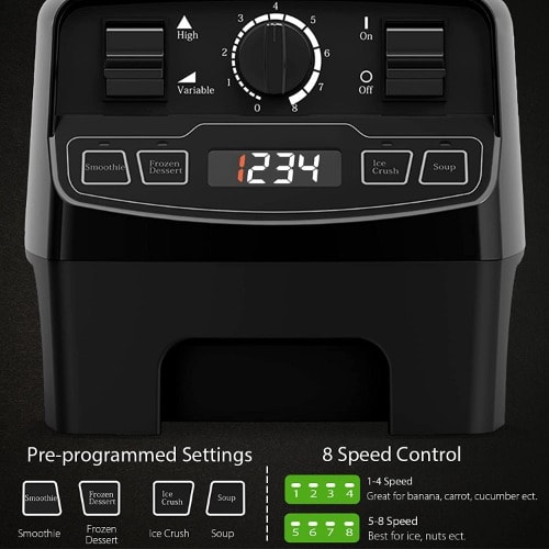 Homgeek - High Speed Professional Blender- Led Display - 2000W - 2L