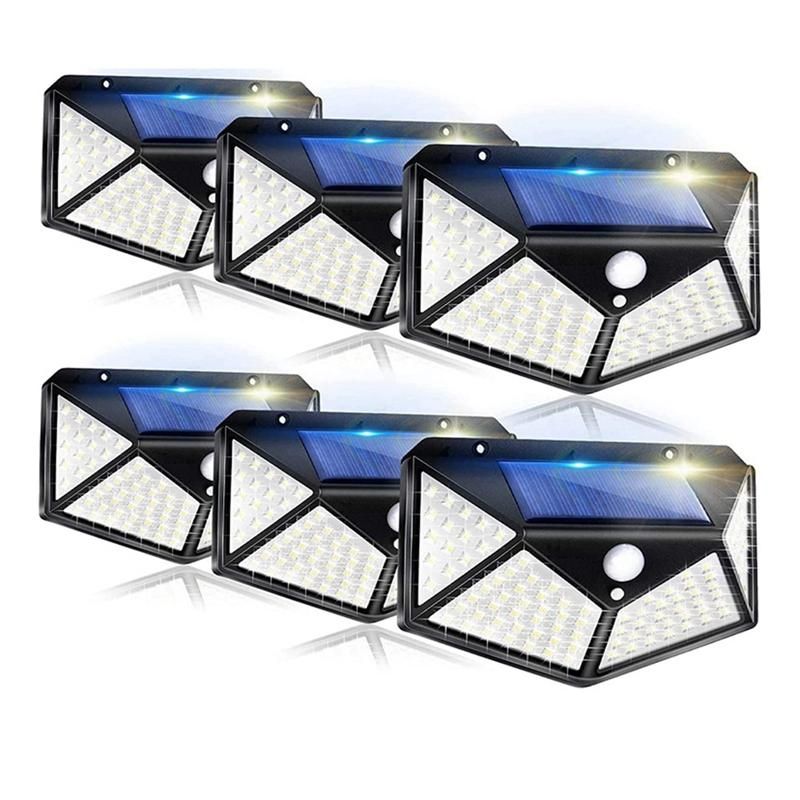 Solar Lights Outdoor 6 Pack, 100LED/3 Modes 270° Lighting