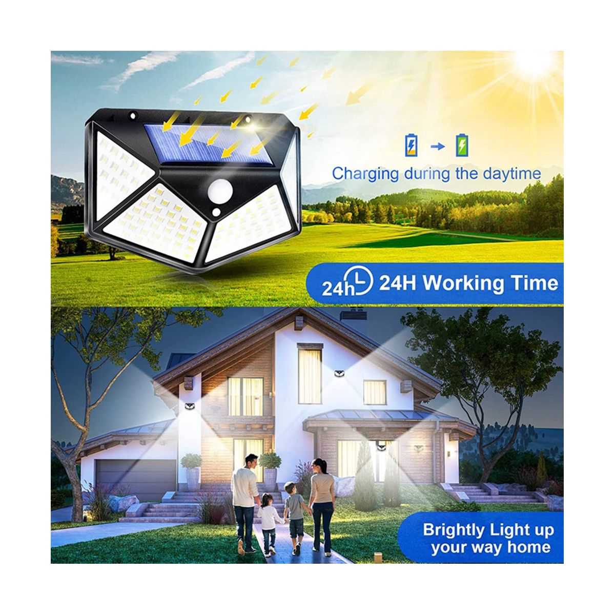 Solar Lights Outdoor 6 Pack, 100LED/3 Modes 270° Lighting