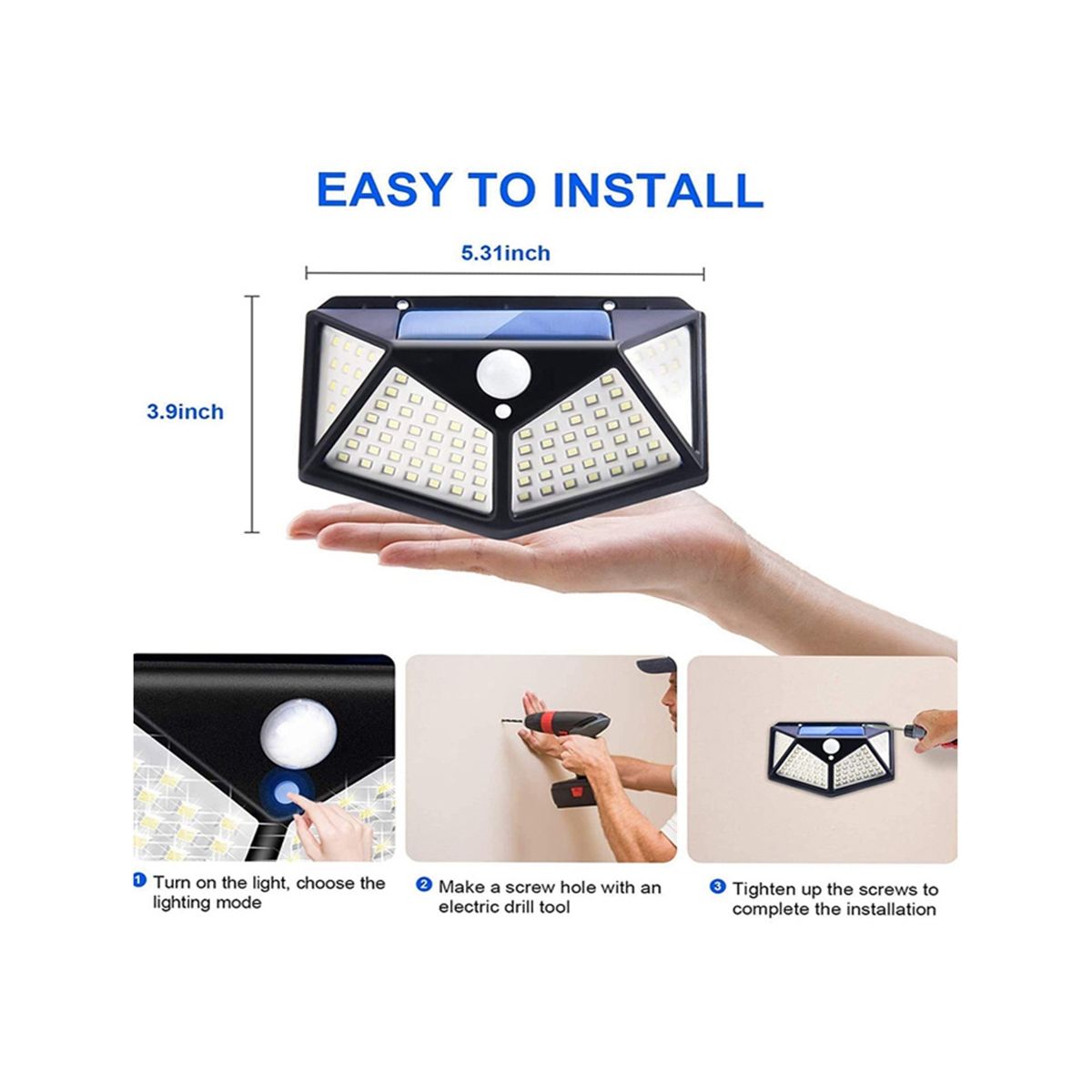 Solar Lights Outdoor 6 Pack, 100LED/3 Modes 270° Lighting