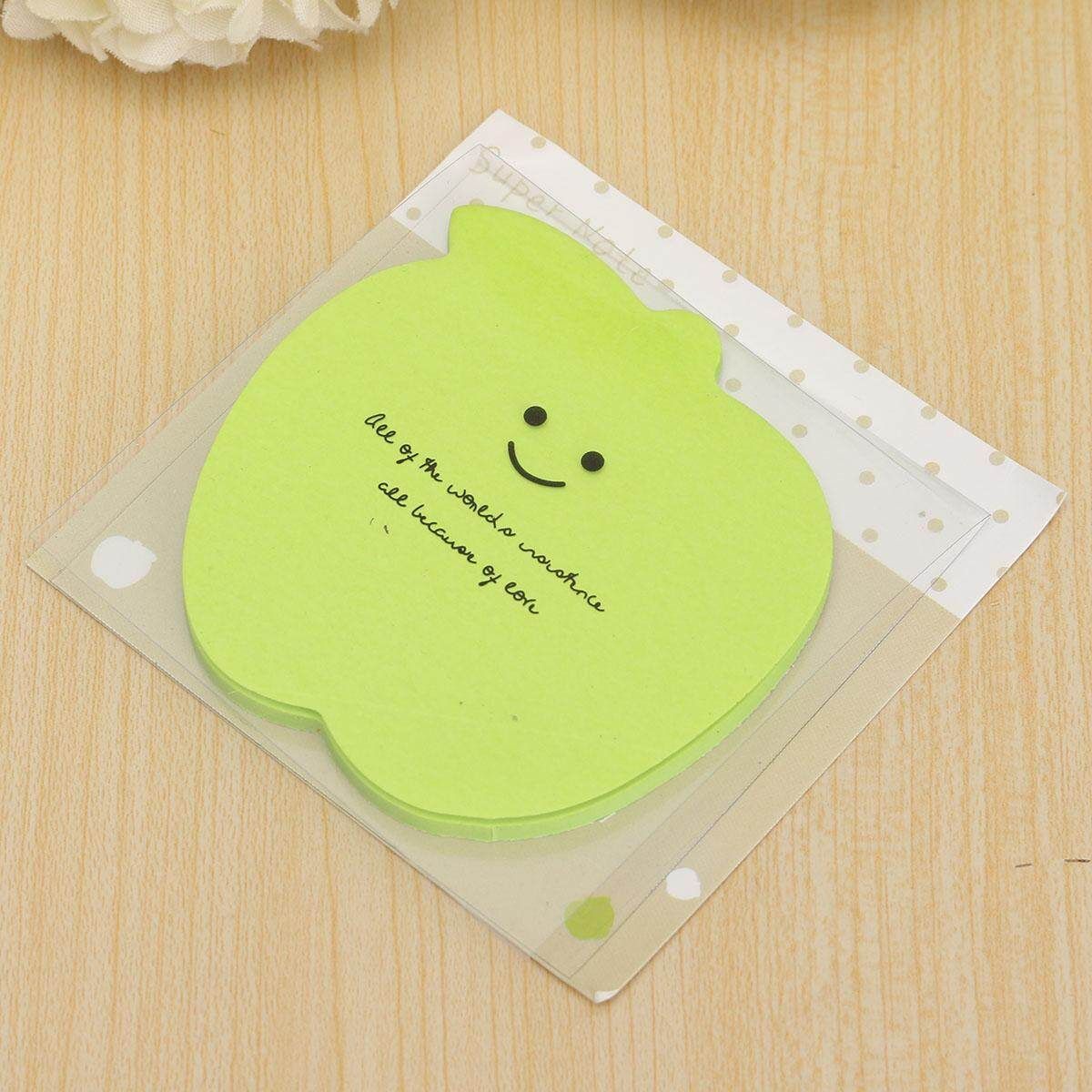 Cute Star Memo With Cover Pad Bookmark Sticker Memo Index Sticky Notes Grass Green Apple