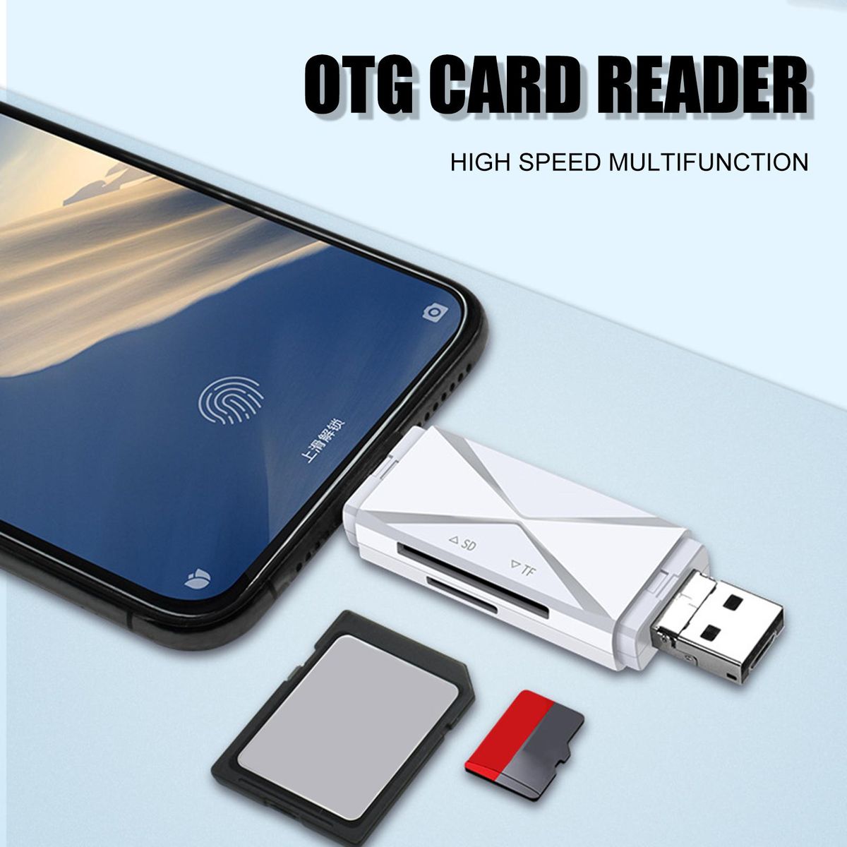 4 in 1 USB 2.0 High Speed 2 Slots OTG Micro-SD/TF Card-Black