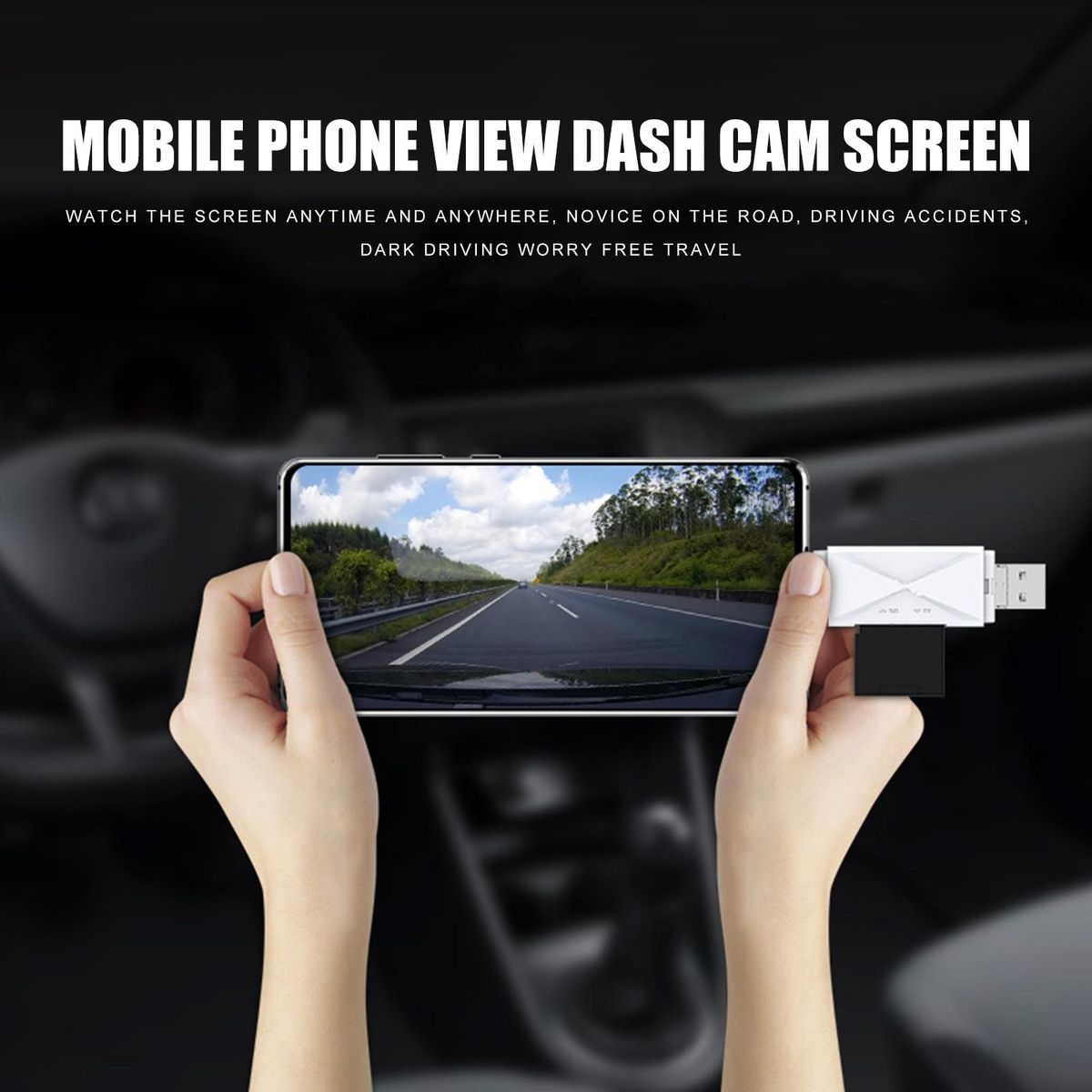 4 in 1 USB 2.0 High Speed 2 Slots OTG Micro-SD/TF Card-Black