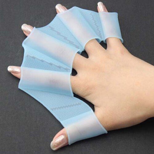 Swimming Finger Webbed Gloves Silicone Flippers Fins Paddle