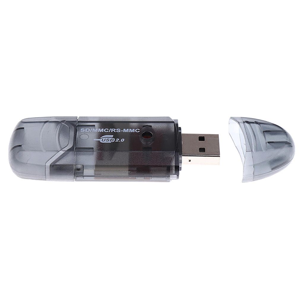 USB 20 Memory Card Reader Writer Adapter For SD SDHC TF Card Black