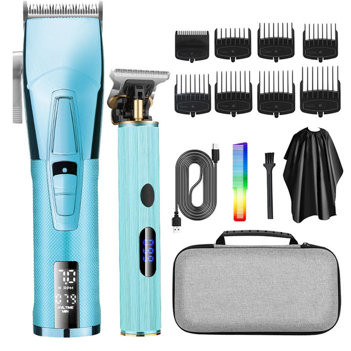 Men Hair Clippers Cordless Barber Hair Cutting Machine Kit Haircut Grooming Set LEDs Digital Display Built-in High Capacity Rechargeable Cell