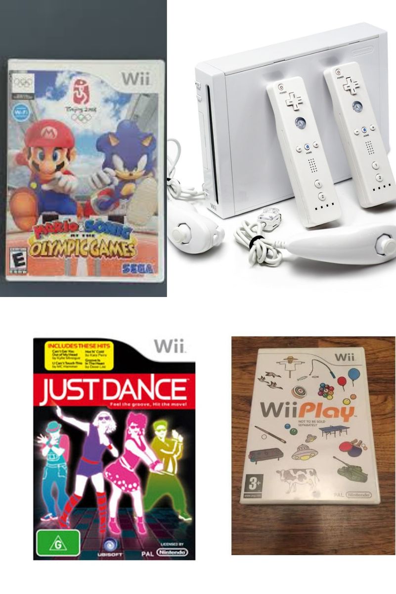 Wii Console With 2 Remote & Nunchuk+3 Free Games - White