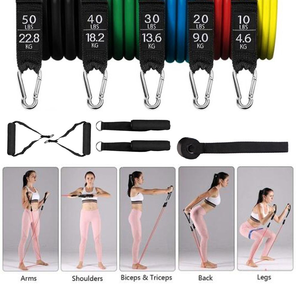 11pcs Fitness Puller Set Resistance Belt Kit Multifunctional