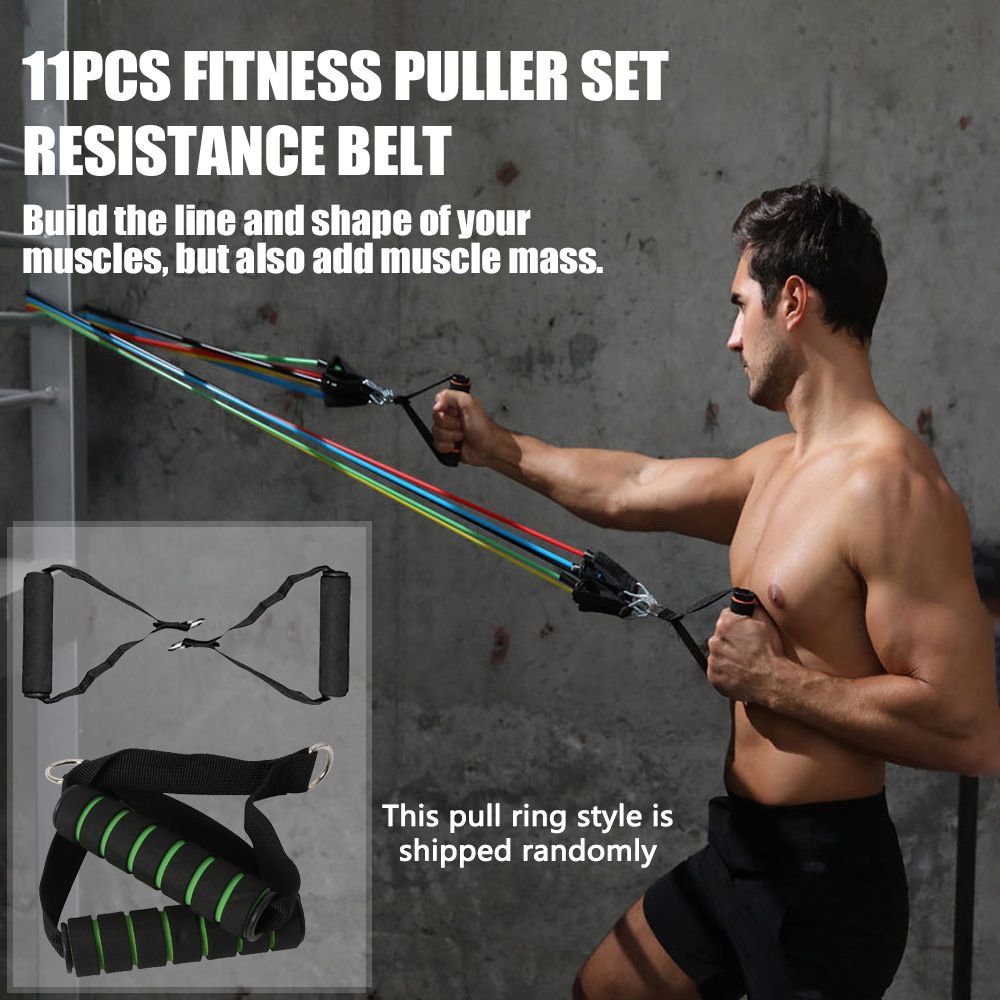 11pcs Fitness Puller Set Resistance Belt Kit Multifunctional