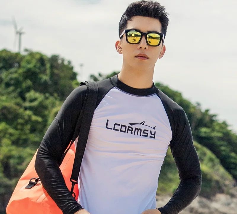Men UPF 50+ Long Sleeve Splice UV Sun Protection Basic