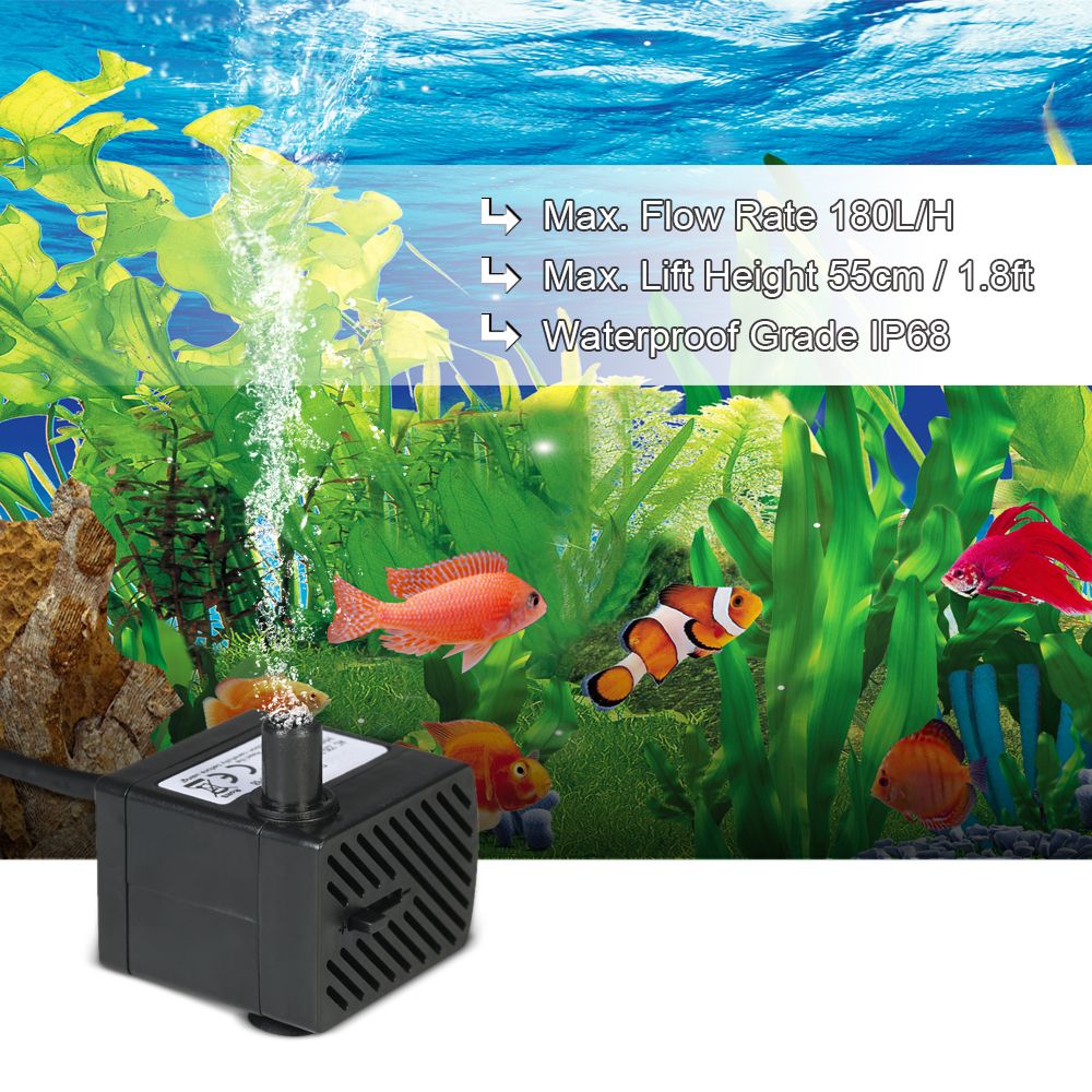180L/H 2.5W Submersible Water Pump For Aquarium Tabletop