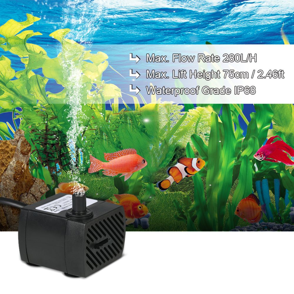 280L/H 4W Submersible Water Pump For Aquarium Tabletop