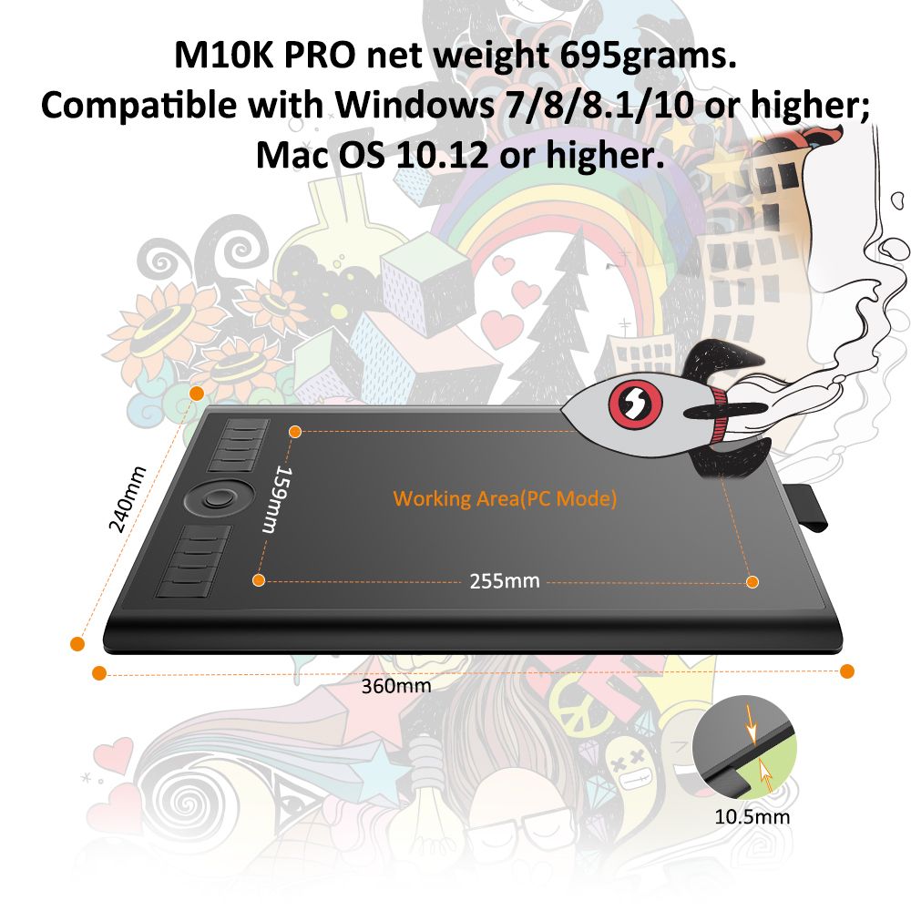 【Local Shipping& Fast Delivery】GAOMON M10K PRO Graphics DrawingTablet With Battery-Free Pen