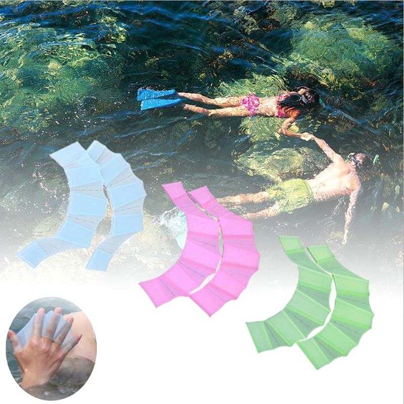 1pair Unisex Silicone Girdles Swimming Hand Fins Flippers