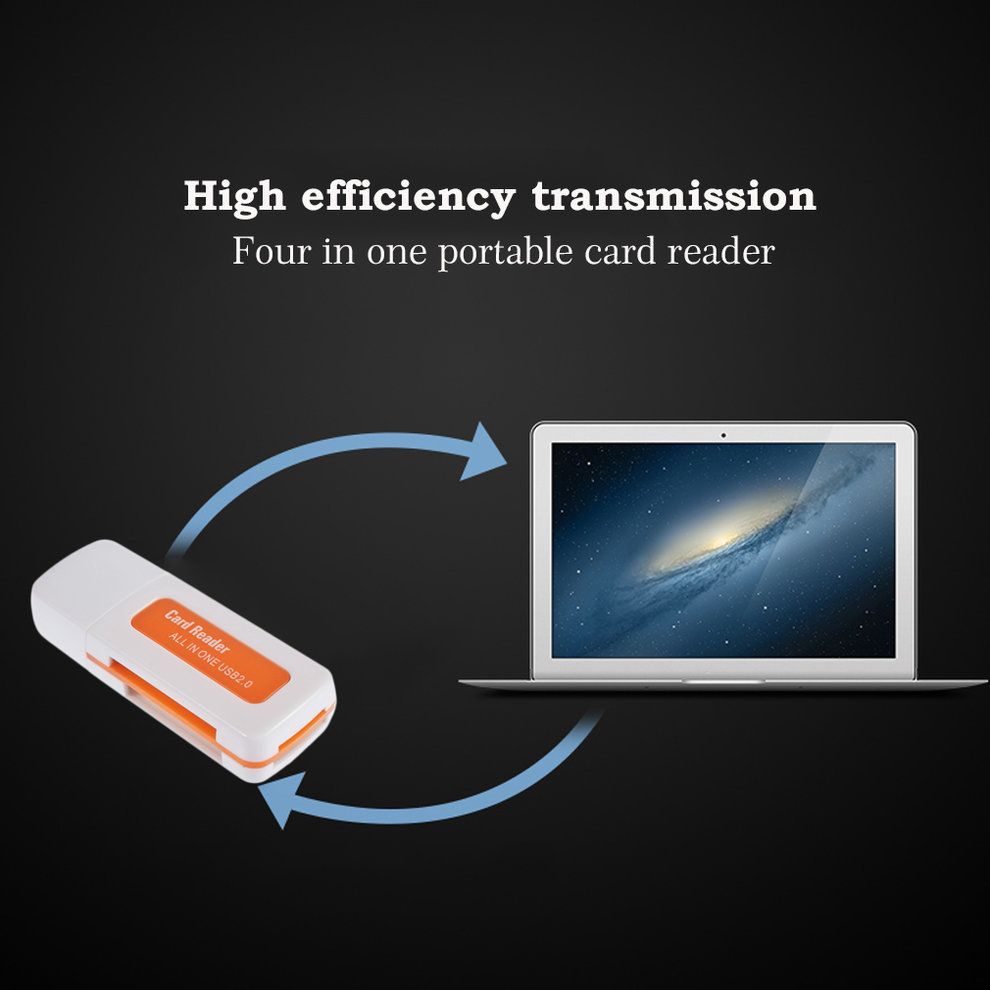 Protable USB 2.0 4 In 1 Memory Multi  Ard   For TF T-Flash M2  Ard-orange