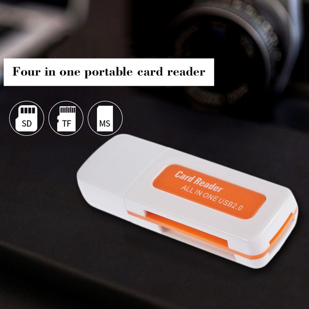 Protable USB 2.0 4 In 1 Memory Multi  Ard   For TF T-Flash M2  Ard-orange
