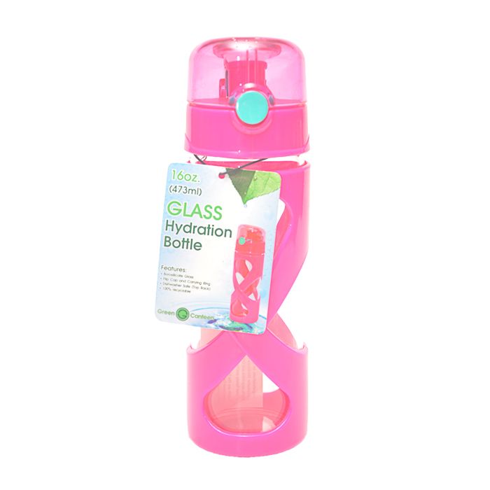 Glass Hydration Water Bottle - Pink