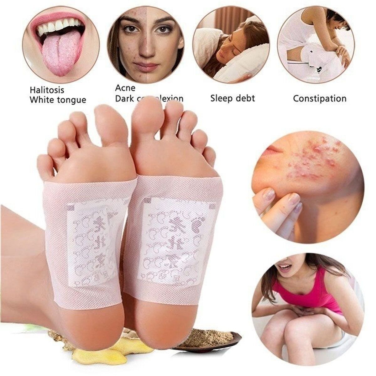 100PCS Ginger Detox Foot Patch Improve Sleep Slimming Feet Care Feet Stickers Loss Weight Burning Health Care Pads