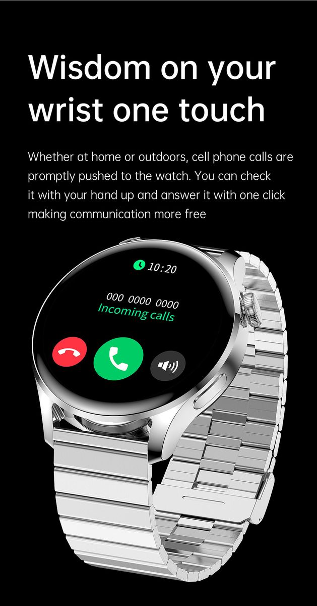 JW3 Fitness Tracker Smart Watch Men 390*390 Smartwatch Android IOS Waterproof Full Touch Heart Rate Blood Pressure(#Black Leather)