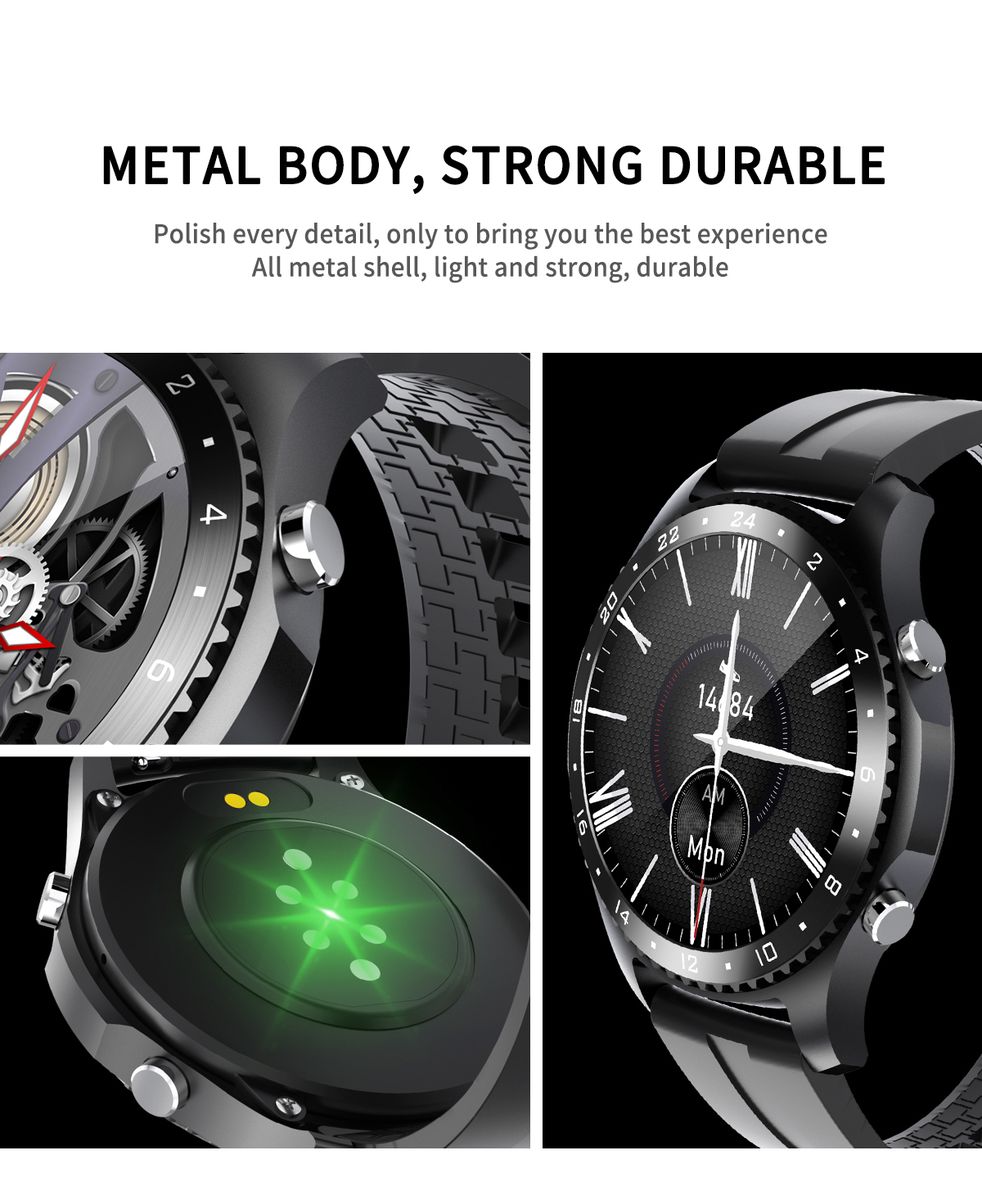Ready Stock❤ Smartwatch Bluetooth Waterproof Leather Strap HR BP Monitoring Fitness Smart Health Bracelet