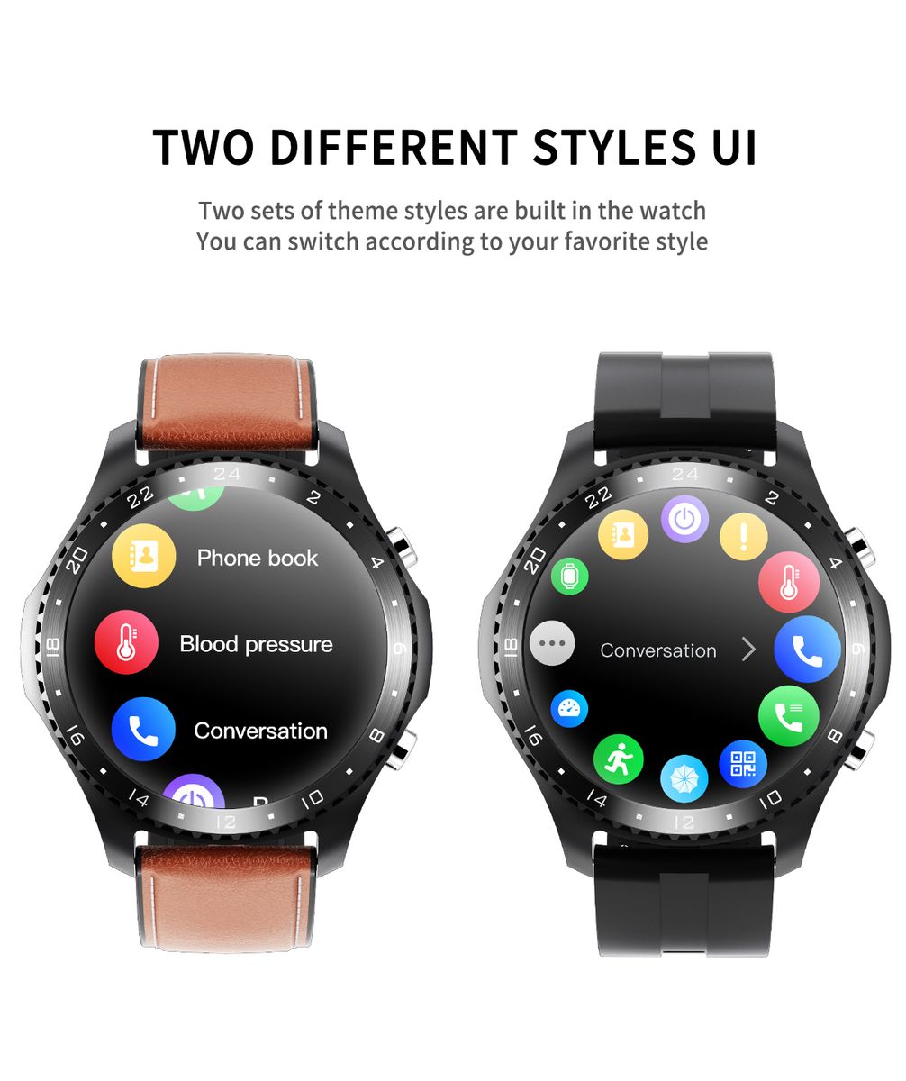 Ready Stock❤ Smartwatch Bluetooth Waterproof Leather Strap HR BP Monitoring Fitness Smart Health Bracelet