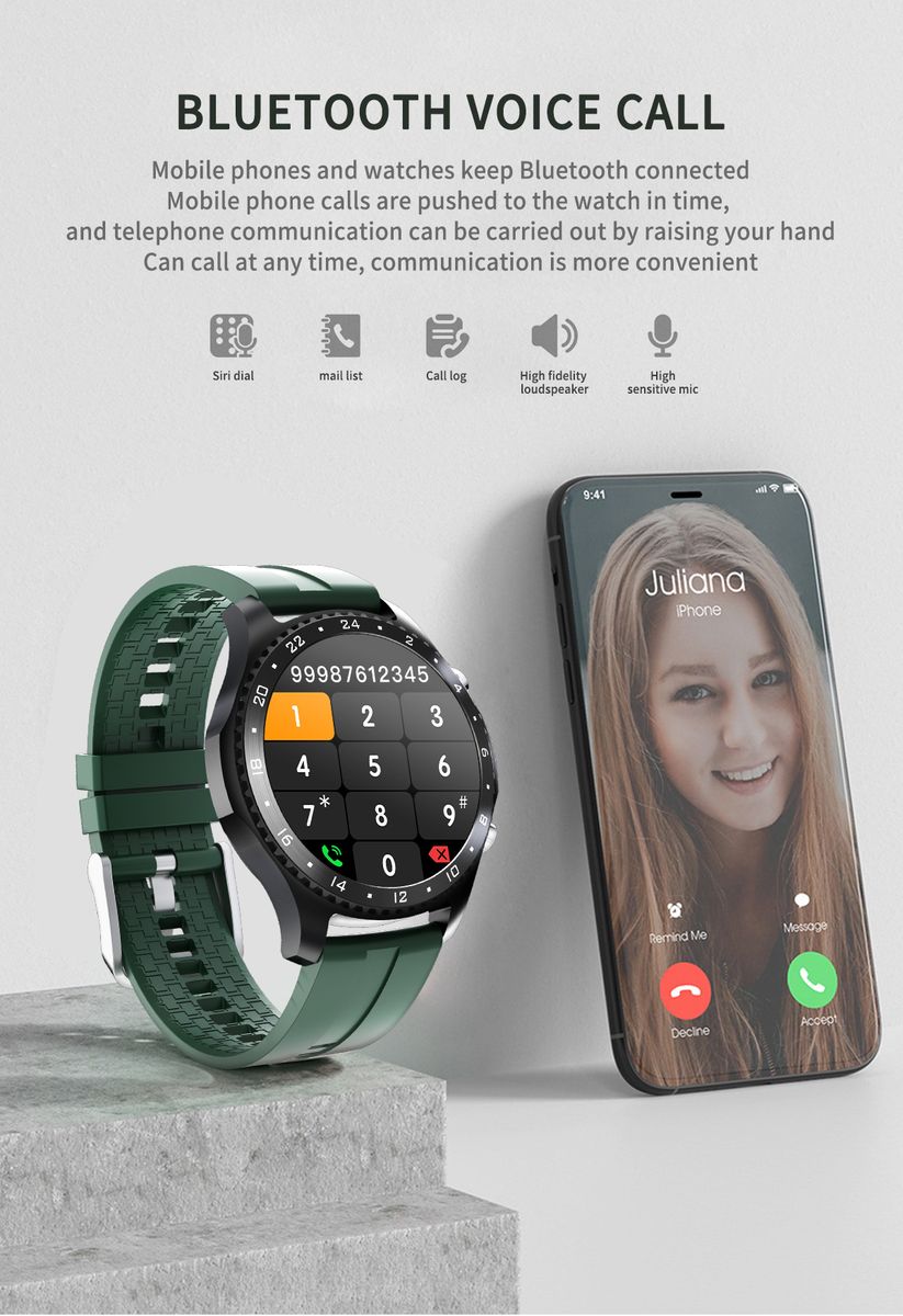 Ready Stock❤ Smartwatch Bluetooth Waterproof Leather Strap HR BP Monitoring Fitness Smart Health Bracelet
