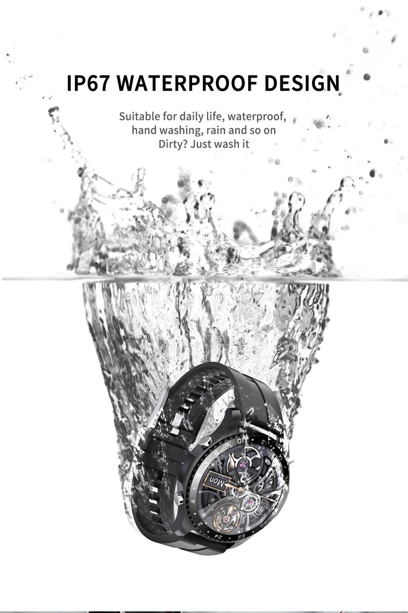 Ready Stock❤ Smartwatch Bluetooth Waterproof Leather Strap HR BP Monitoring Fitness Smart Health Bracelet