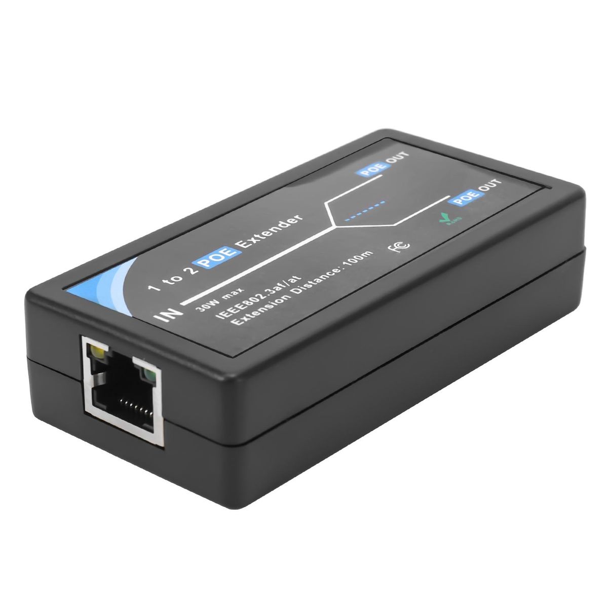 2 Port POE Extender 10/100Mbps with IEEE 802.3Af Standard Input / Output for IP Camera Extend 100 Meters for POE Range